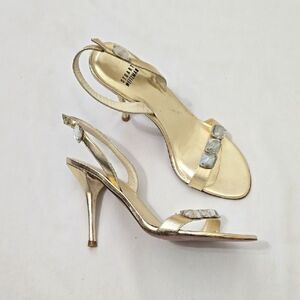 Stuart Weitzman Gold Slingback Stiletto Heels 8.5
